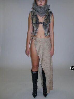 PROD Faux Leather Overlay Midi Skirt